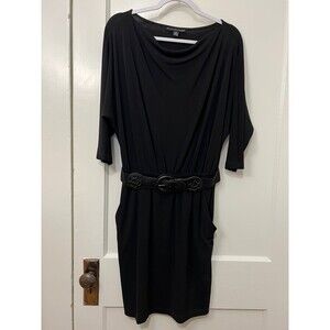 Madison Leigh Women's Black Dolman Sleeve Dress With Belt Size 8